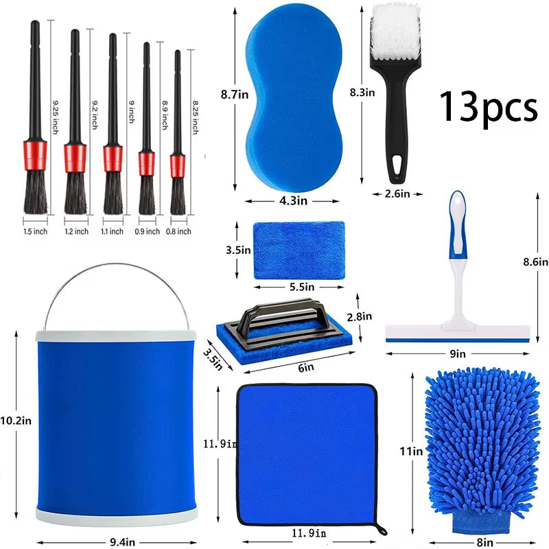 Ultimate 5/13-Piece Car Wash Detail Brush Set - Your Essential Toolkit for Pristine Automotive Care!